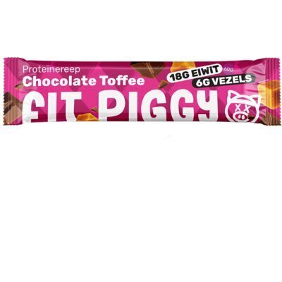 Fit Piggy Proteïne reep smaak toffee chocolade (60g)