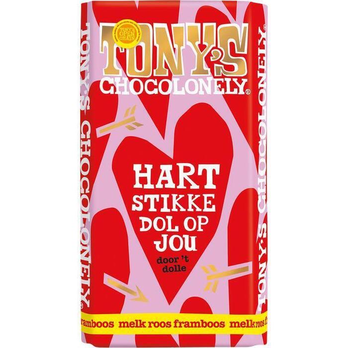 Tony's Chocolonely Gifting liefde Melk Roos Framboos (180g)