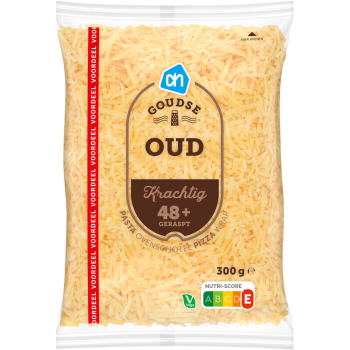 Goudse oude kaas 48+ gemalen voordeel (300g)