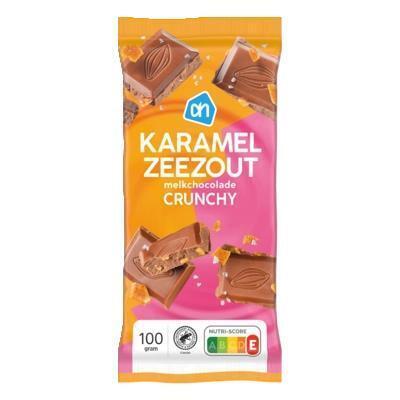 AH Karamel zeezout melkchocolade crunchy (100g)