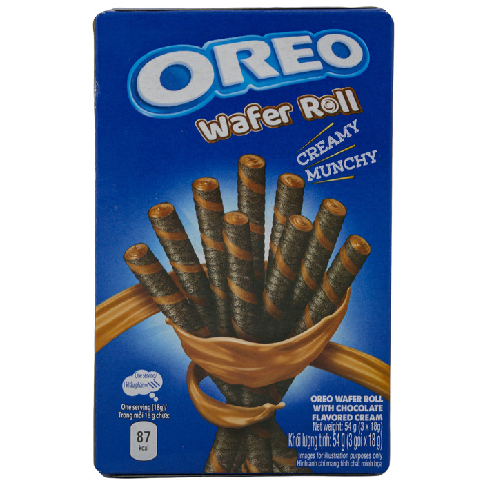 Oreo Wafer Roll with Chocolate Flavored Cream 3 x 18 g (3 × 18g)