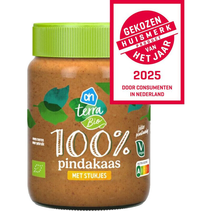 AH Terra 100% pindakaas stukjes pinda biologisch (350g)