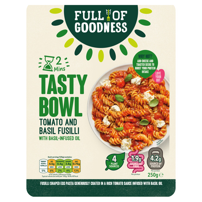 Full of Goodness Tasty bowl tomato and basil fusilli (250g)