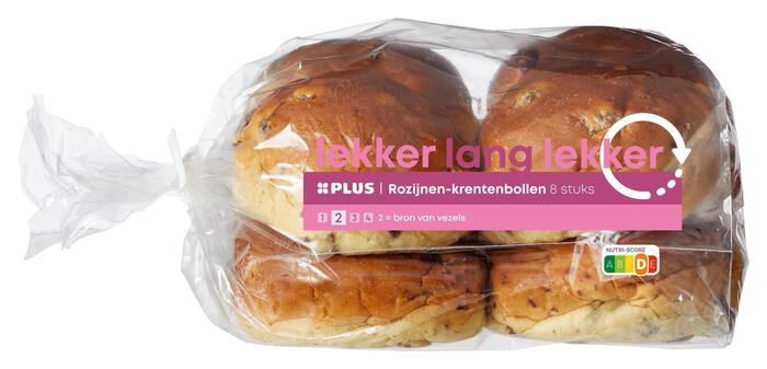 Krentenbollen lekker lang vers (8 st.)