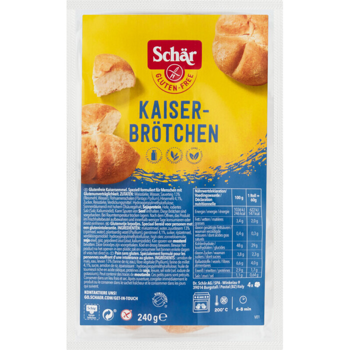 Schär Gluten-Free Kaiser-Brötchen 4 Stuks 240 g (240g)