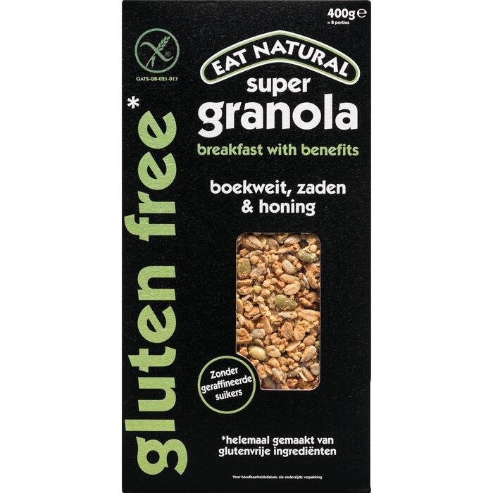 Glutenvrij Super Granola Boekweit, Zaden & Honing (Doos, 400g)