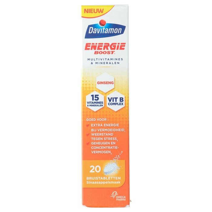 Davitamon Energie Boost Multivitamines & Mineralen Sinaasappelsmaak 20 Bruistabletten 79 g (79g)