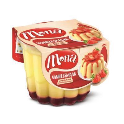 Pudding vanille/aardbeiensaus   (Stuk, 45cl)