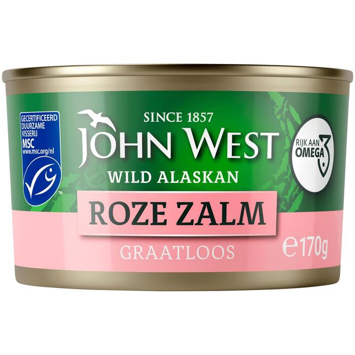John West Wilde roze zalm zonder vel en graat MSC (Blik, 170g)