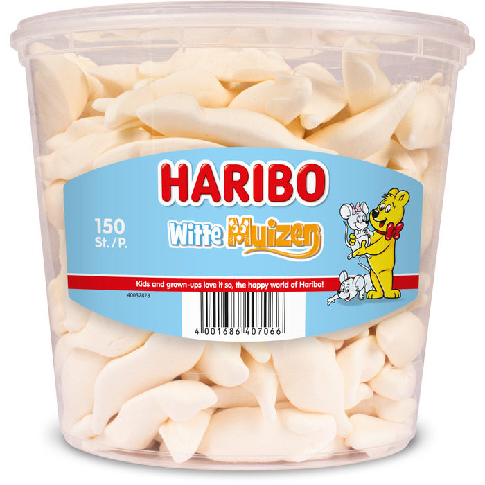 Haribo Witte Muizen Schuim 150 Stuks 1050g (150 × 7g)