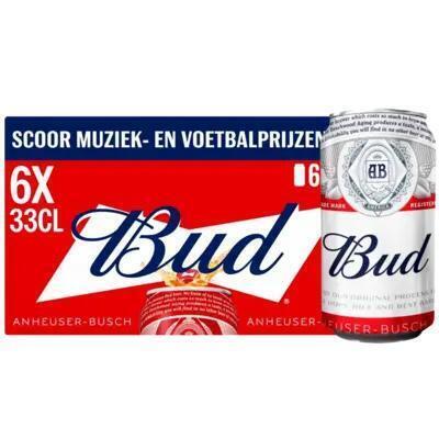 Bud Pils bier (blik, 6 × 33cl)