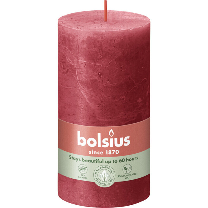 Bolsius Shine rustiek 13 cm delicate red