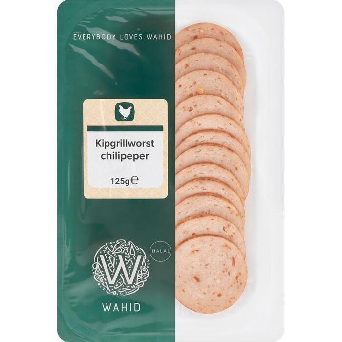 Wahid Kipgrillworst plakjes chilipeper (125g)