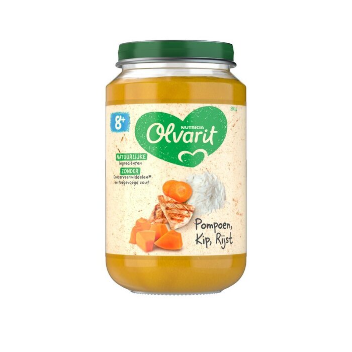 Olvarit Pompoen kip rijst 8 maanden (Pot, 200g)