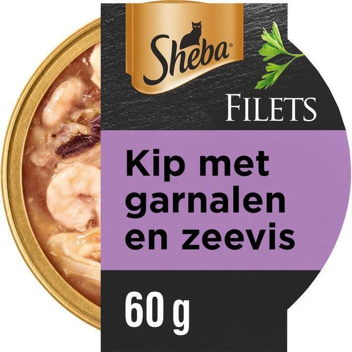 Sheba Filets Garnaal, oceaanvis en kip in saus kattenvoer 60 g (60g)