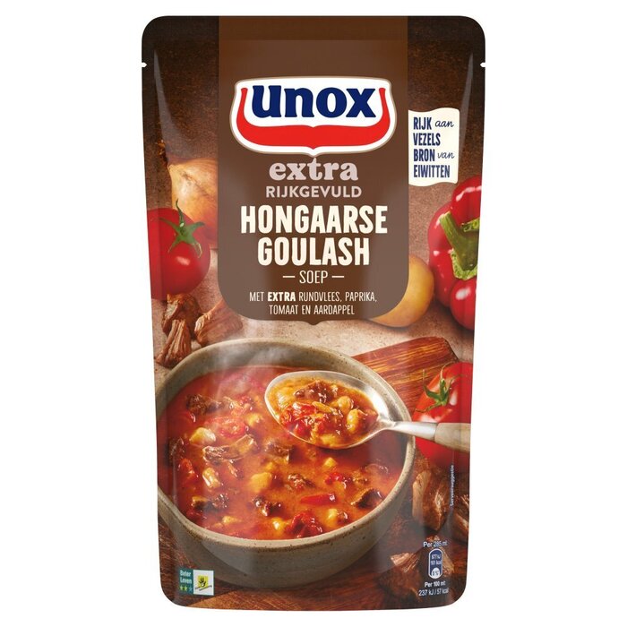 Unox Hongaarse Goulash Soep met Extra Veel Rundvlees, Paprika, Tomaat en Aardappel 570ml (0.57L)