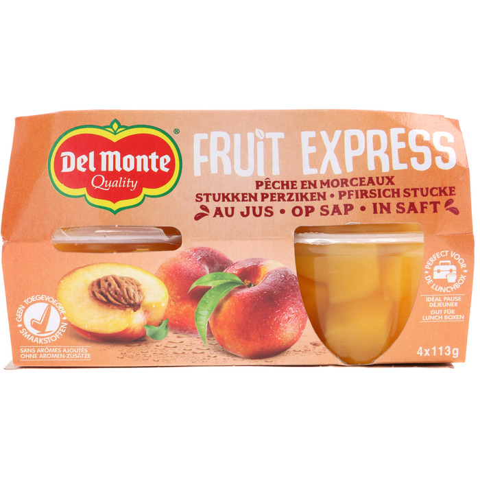 DEL MONTE Perzik 4 stuks (kuipje, 4 × 113g)