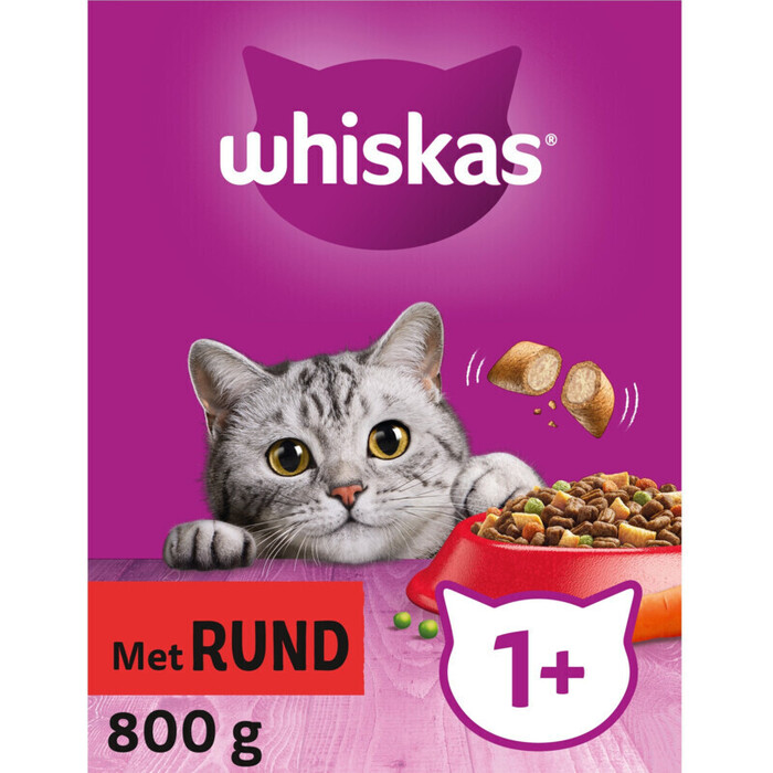 Whiskas 1+ Adult droge brokjes Rund kattenvoer 800 g (800g)
