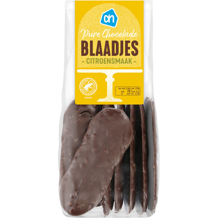 AH Chocolade blaadjes puur citroen (150g)