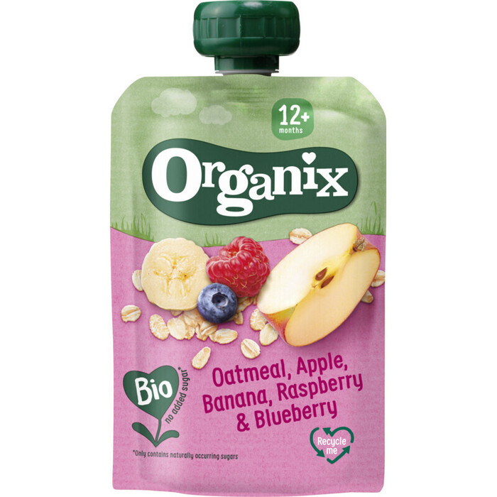 Organix Knijpfruit haver appel banaan 6-36 m (Zak, 100g)