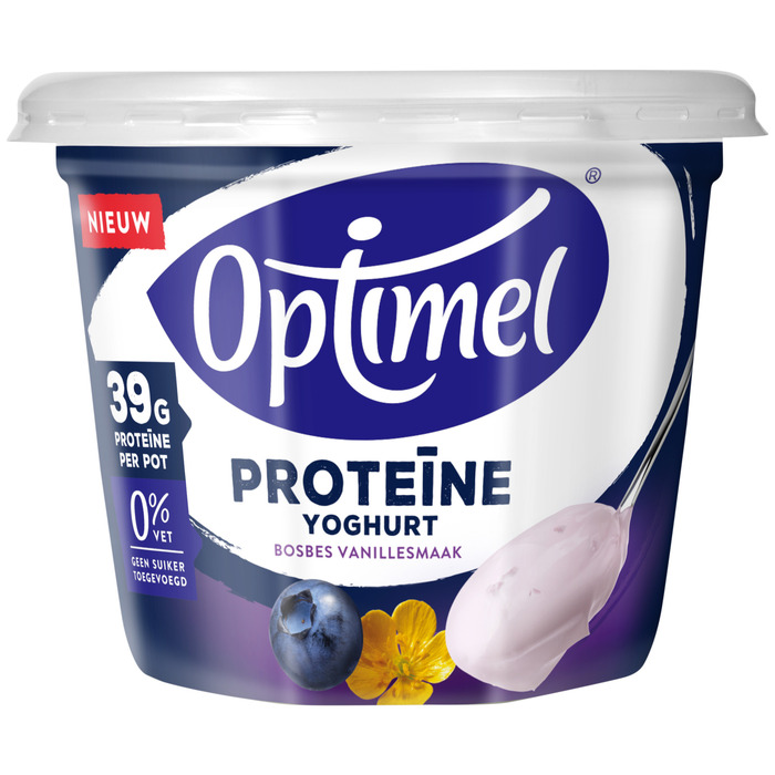 Optimel Proteïne Yoghurt Bosbes Vanillesmaak 0% Vet 450g (450g)
