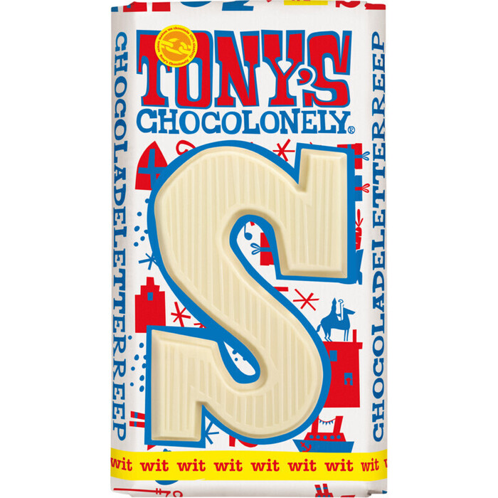 Tony's Chocolonely Witte chocolade letterreep S fairtrade (180g)