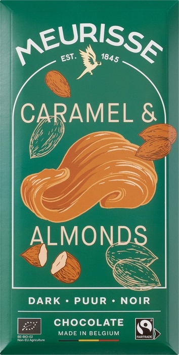Pure chocolade caramel & almonds (100g)