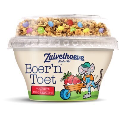 Zuivelhoeve Boer'n toet yoghurt met aardbei (120g)