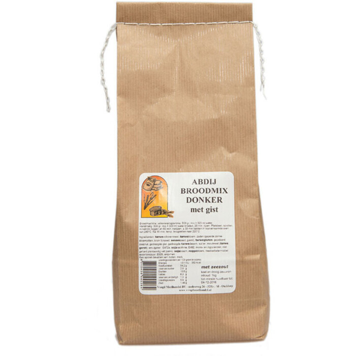 Abdij Broodmix Donker mer gist (zak, 1kg)