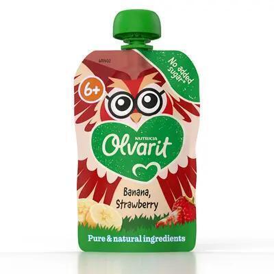 Olvarit Knijpfruit Banaan Aardbei 6+ Maanden 100 g (Zak, 100g)