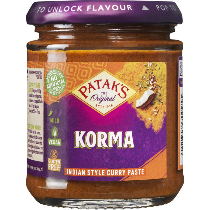Patak's Original Korma Indiase Kruidenpasta 165g (Pot, 160g)