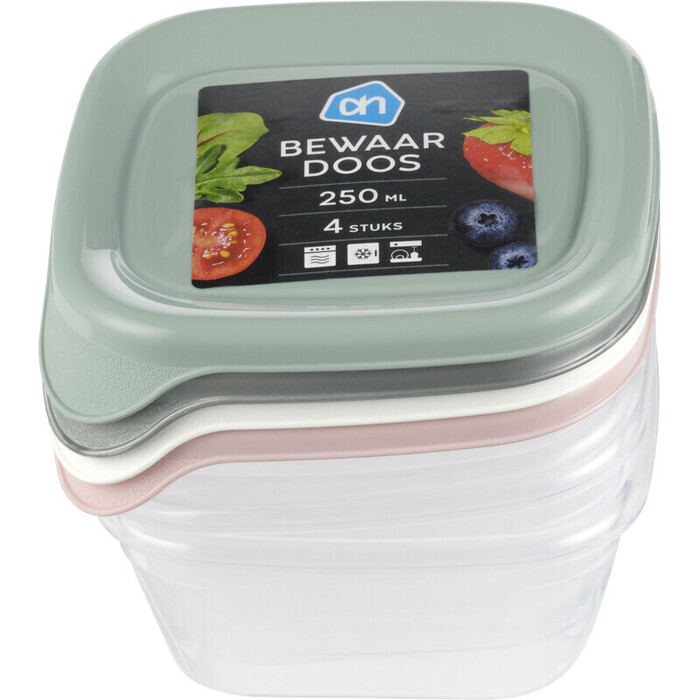 AH Bewaardozen 250 ml vierkant