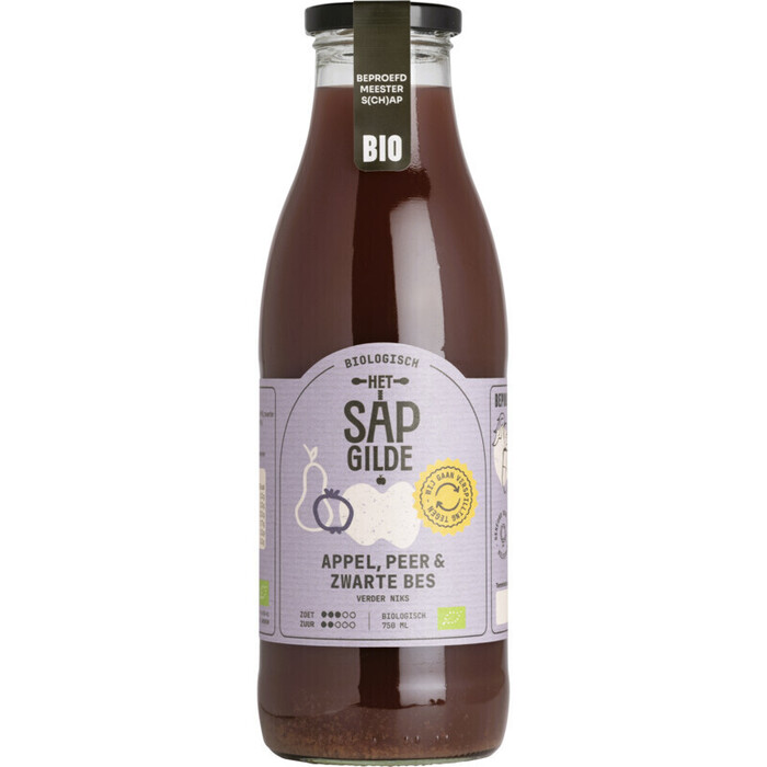 Het Sapgilde Appel - Peer - Zwarte Bessensap Bio 0,75 L (0.75L)