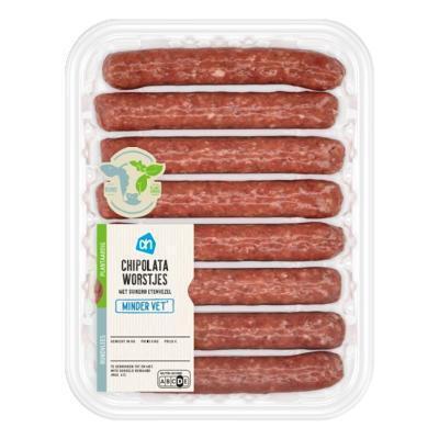 AH Chipolataworstjes minder vet 8 stuks (8 × 50g)