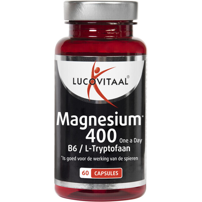 Lucovitaal Magnesium 400 B6/L-Tryptofaan capsules 60 stuk pot (60 × 0.92g)