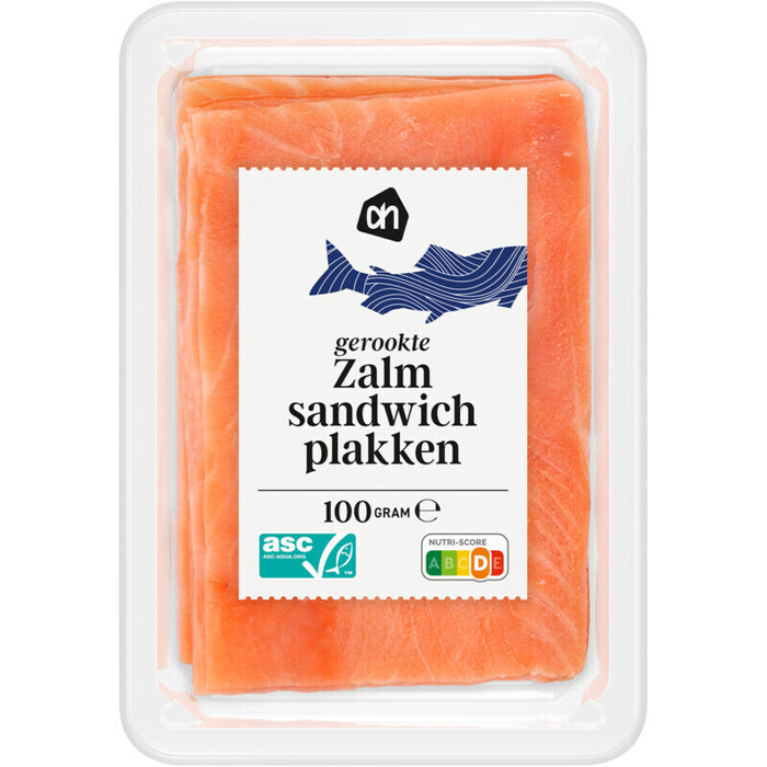 Ah, Zalm sandwich plakken gerookt (100g)