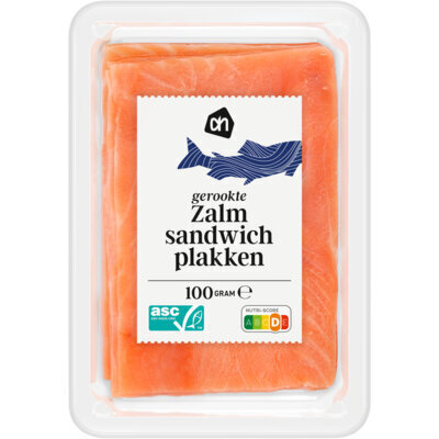 Ah, Zalm sandwich plakken gerookt (100g)