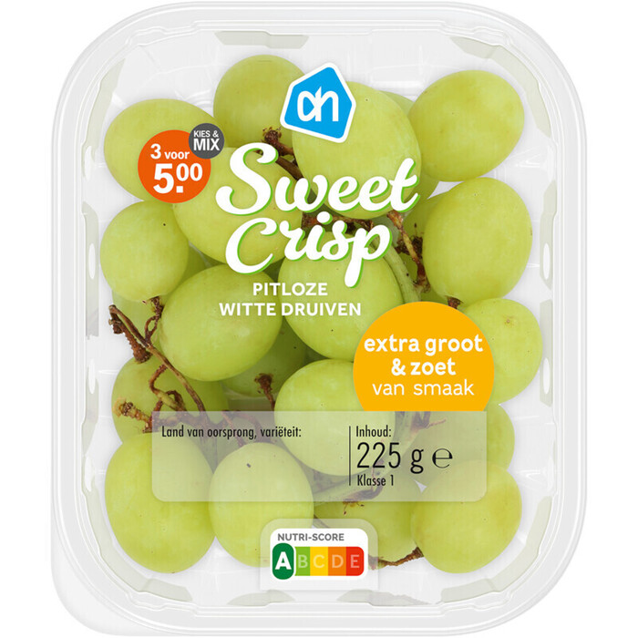 AH Sweet crisp pitloze witte druiven (225g)