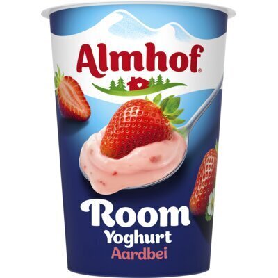 Roomyoghurt aardbei (Stuk, 500g)