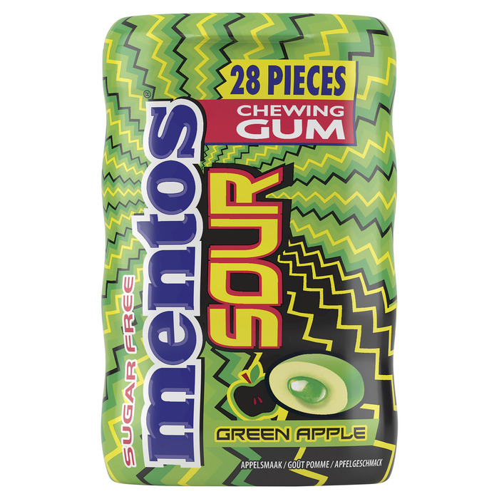 Mentos Sugar Free Chewing Gum Sour Appelsmaak 28 Stuks 56g (28 × 2g)