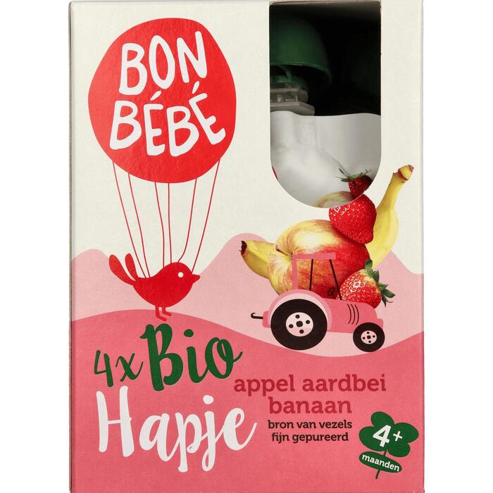 Bonbebe Bio 6+ appel aardbei multipack (Doos, 360g)