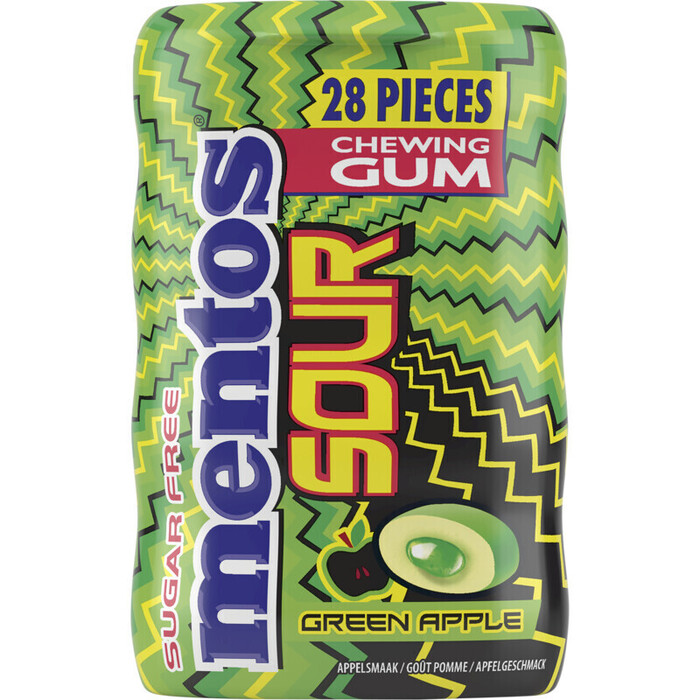 Mentos Sugar Free Chewing Gum Sour Appelsmaak 28 Stuks 56g (56g)