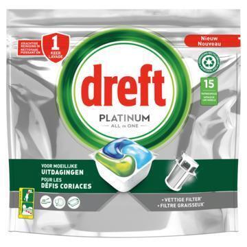 Dreft Platinum All In One Vaatwascapsules 15 Capsules (262g)