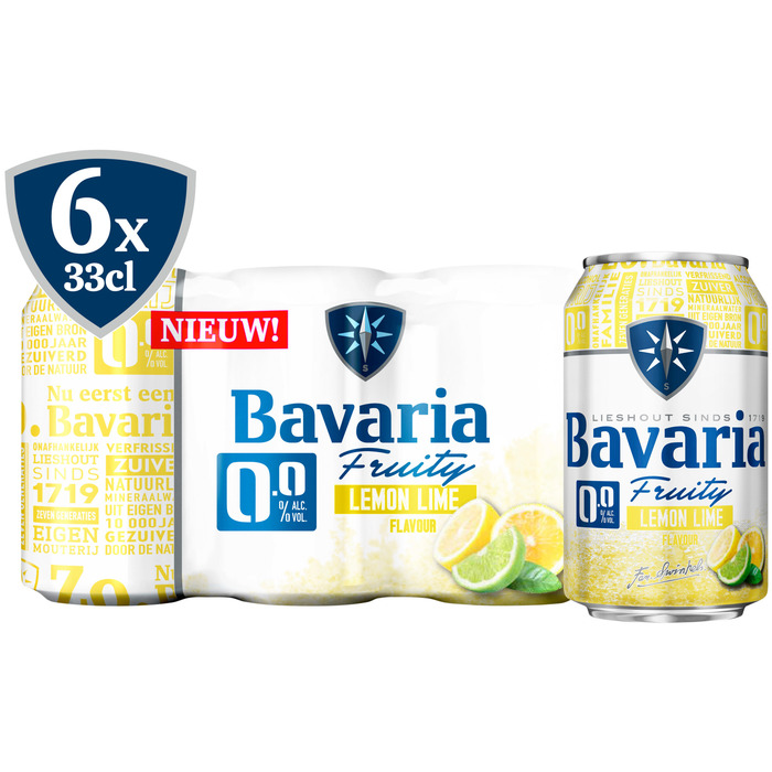 Bavaria Fruity Lemon Lime 0,0% - Blik - 6x330ML (6 × 55ml)