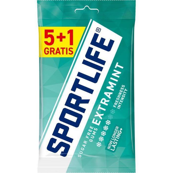 Sportlife Suikervrije Gums Extramint 5 + 1 Gratis x 18g (6 × 18g)