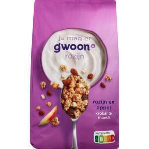 G'woon krokante muesli appel rozijn 900gr (900g)