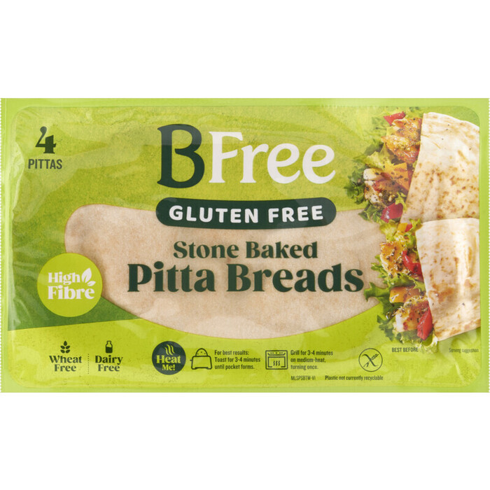 BFree Be Wheat & Gluten Free Pitta Breads Stone Baked 4 x 55 g (220g)