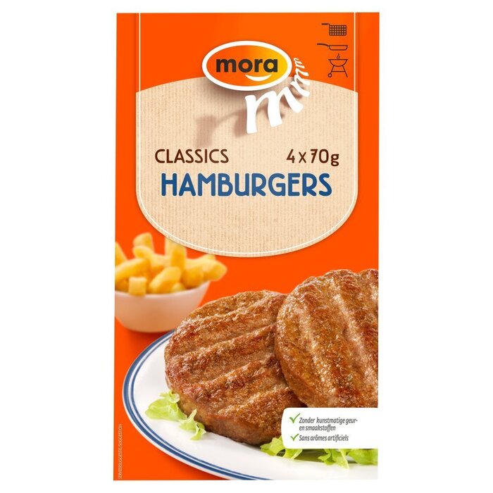 Hamburgers (doos, 4 stuks) (Stuk, 70g)