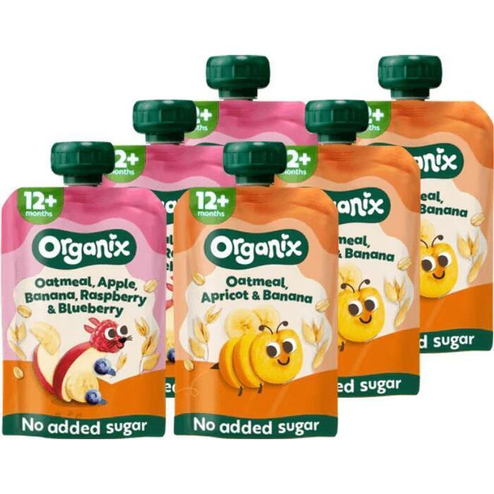 Organix Knijpfruit Oatmeal 12+m 2 Smaken Pakket 6 stuks