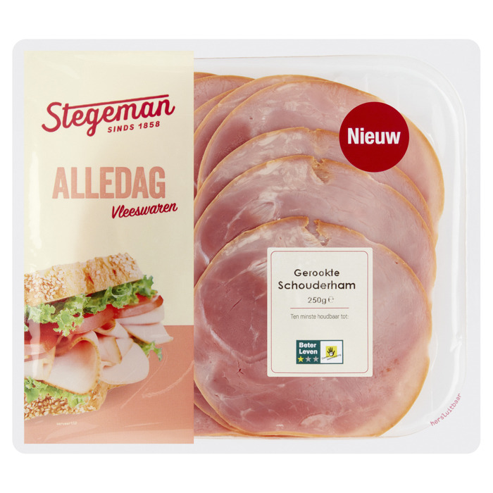 Stegeman Alledag Vleeswaren Gerookte Schouderham 250 g (20 × 12.5g)